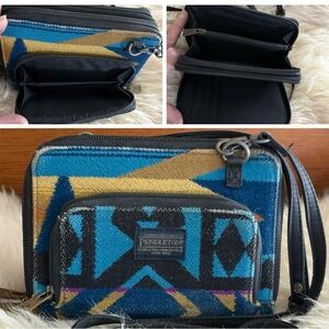 Pendleton Wool Blue and Gold Southwest Crossbody Bag